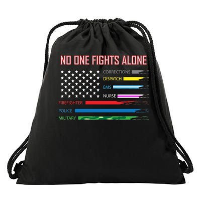 No One Fights Alone Drawstring Bag