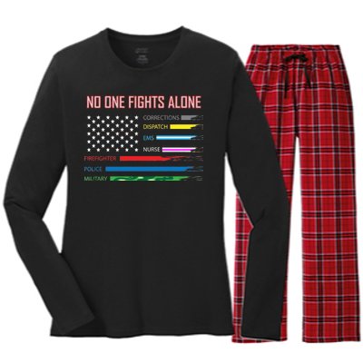 No One Fights Alone Women's Long Sleeve Flannel Pajama Set 