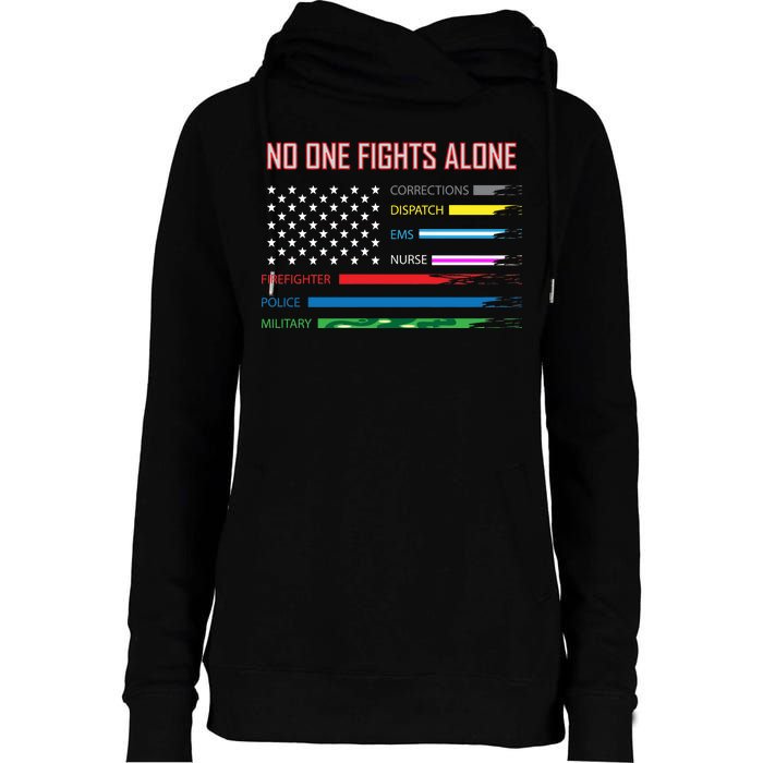 No One Fights Alone Womens Funnel Neck Pullover Hood