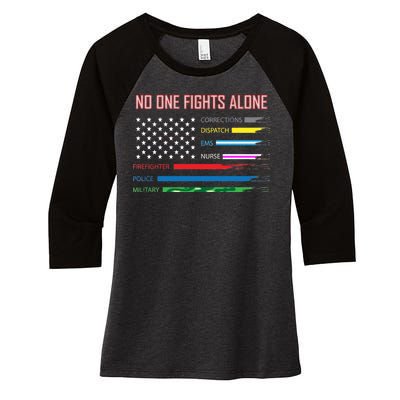 No One Fights Alone Women's Tri-Blend 3/4-Sleeve Raglan Shirt