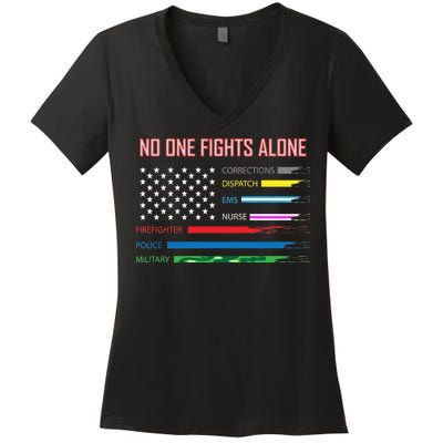 No One Fights Alone Women's V-Neck T-Shirt