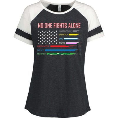 No One Fights Alone Enza Ladies Jersey Colorblock Tee