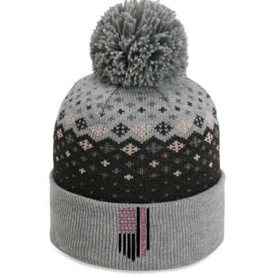 No One Fights Alone Breast Cancer Awareness American Pink Ribbons Flag The Baniff Cuffed Pom Beanie