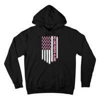 No One Fights Alone Breast Cancer Awareness American Pink Ribbons Flag Hoodie