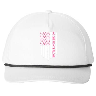 No One Fights Alone Breast Cancer Awareness American Pink Ribbons Flag Snapback Five-Panel Rope Hat