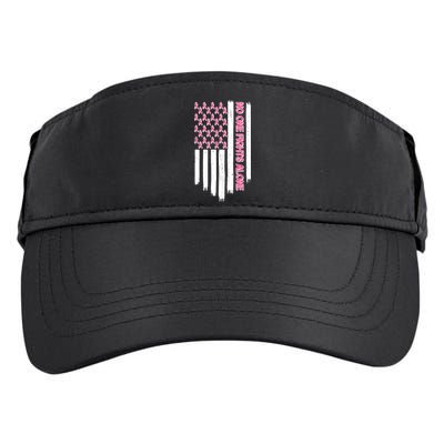 No One Fights Alone Breast Cancer Awareness American Pink Ribbons Flag Adult Drive Performance Visor