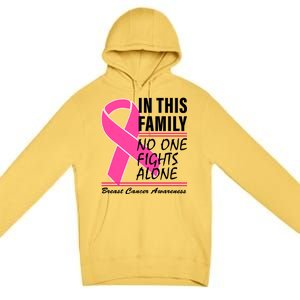 No One Fights Alone Breast Cancer Awareness Ribbon Premium Pullover Hoodie