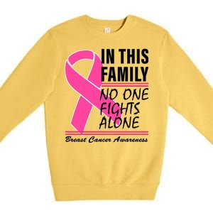 No One Fights Alone Breast Cancer Awareness Ribbon Premium Crewneck Sweatshirt