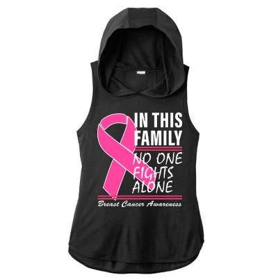 No One Fights Alone Breast Cancer Awareness Ribbon Ladies PosiCharge Tri-Blend Wicking Draft Hoodie Tank