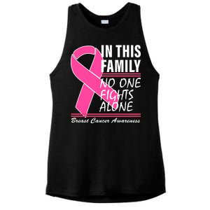 No One Fights Alone Breast Cancer Awareness Ribbon Ladies PosiCharge Tri-Blend Wicking Tank