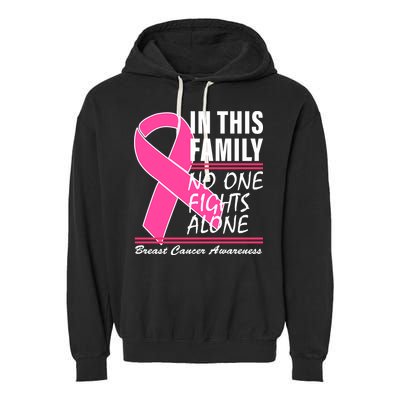 No One Fights Alone Breast Cancer Awareness Ribbon Garment-Dyed Fleece Hoodie
