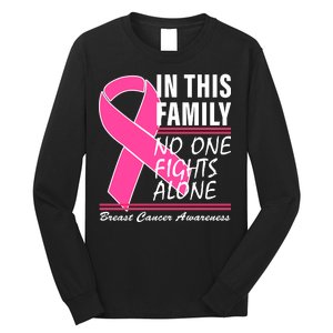 No One Fights Alone Breast Cancer Awareness Ribbon Long Sleeve Shirt