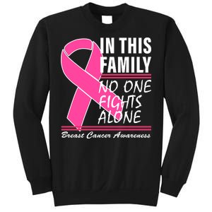 No One Fights Alone Breast Cancer Awareness Ribbon Sweatshirt