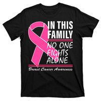 No One Fights Alone Breast Cancer Awareness Ribbon T-Shirt