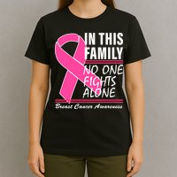 No One Fights Alone Breast Cancer Awareness Ribbon T-Shirt