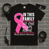 No One Fights Alone Breast Cancer Awareness Ribbon T-Shirt