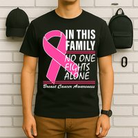 No One Fights Alone Breast Cancer Awareness Ribbon T-Shirt