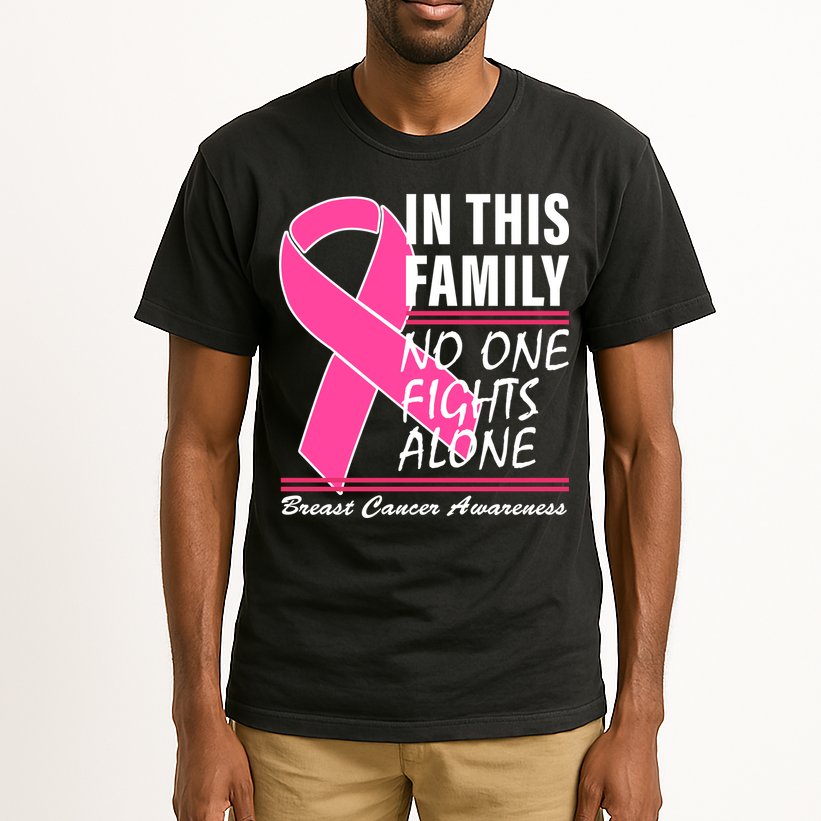 No One Fights Alone Breast Cancer Awareness Ribbon Tall T-Shirt