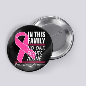 No One Fights Alone Breast Cancer Awareness Ribbon Button