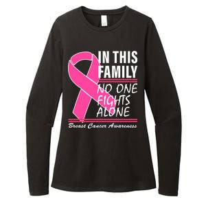 No One Fights Alone Breast Cancer Awareness Ribbon Womens CVC Long Sleeve Shirt