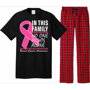 No One Fights Alone Breast Cancer Awareness Ribbon Pajama Set