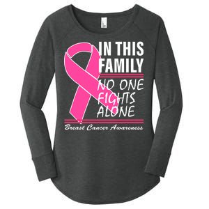 No One Fights Alone Breast Cancer Awareness Ribbon Women's Perfect Tri Tunic Long Sleeve Shirt