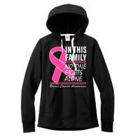 No One Fights Alone Breast Cancer Awareness Ribbon Women's Fleece Hoodie