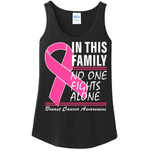 No One Fights Alone Breast Cancer Awareness Ribbon Ladies Essential Tank