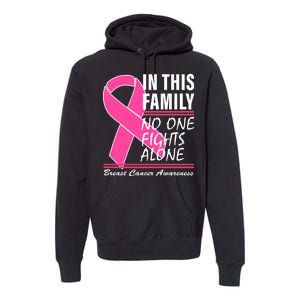 No One Fights Alone Breast Cancer Awareness Ribbon Premium Hoodie