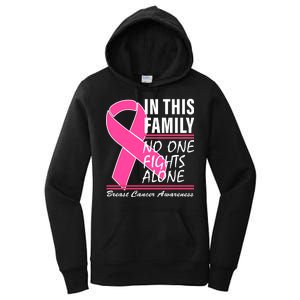 No One Fights Alone Breast Cancer Awareness Ribbon Women's Pullover Hoodie