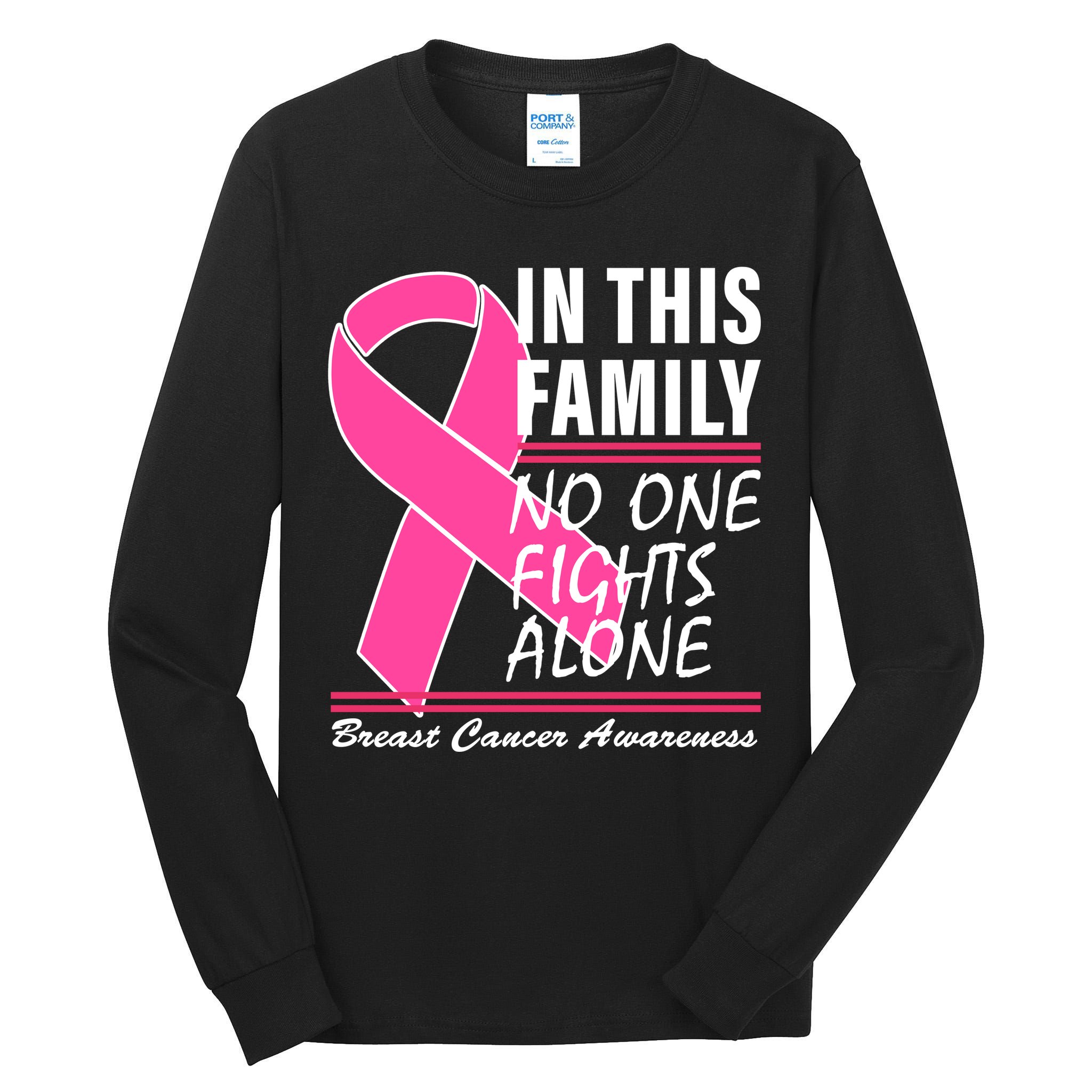 No One Fights Alone Breast Cancer Awareness Ribbon Tall Long Sleeve T-Shirt