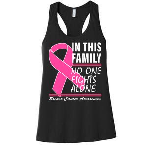 No One Fights Alone Breast Cancer Awareness Ribbon Women's Racerback Tank