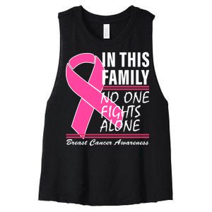 No One Fights Alone Breast Cancer Awareness Ribbon Women's Racerback Cropped Tank