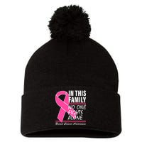 No One Fights Alone Breast Cancer Awareness Ribbon Pom Pom 12in Knit Beanie