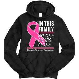 No One Fights Alone Breast Cancer Awareness Ribbon Tie Dye Hoodie