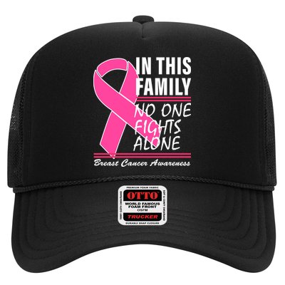 No One Fights Alone Breast Cancer Awareness Ribbon Trucker Hat