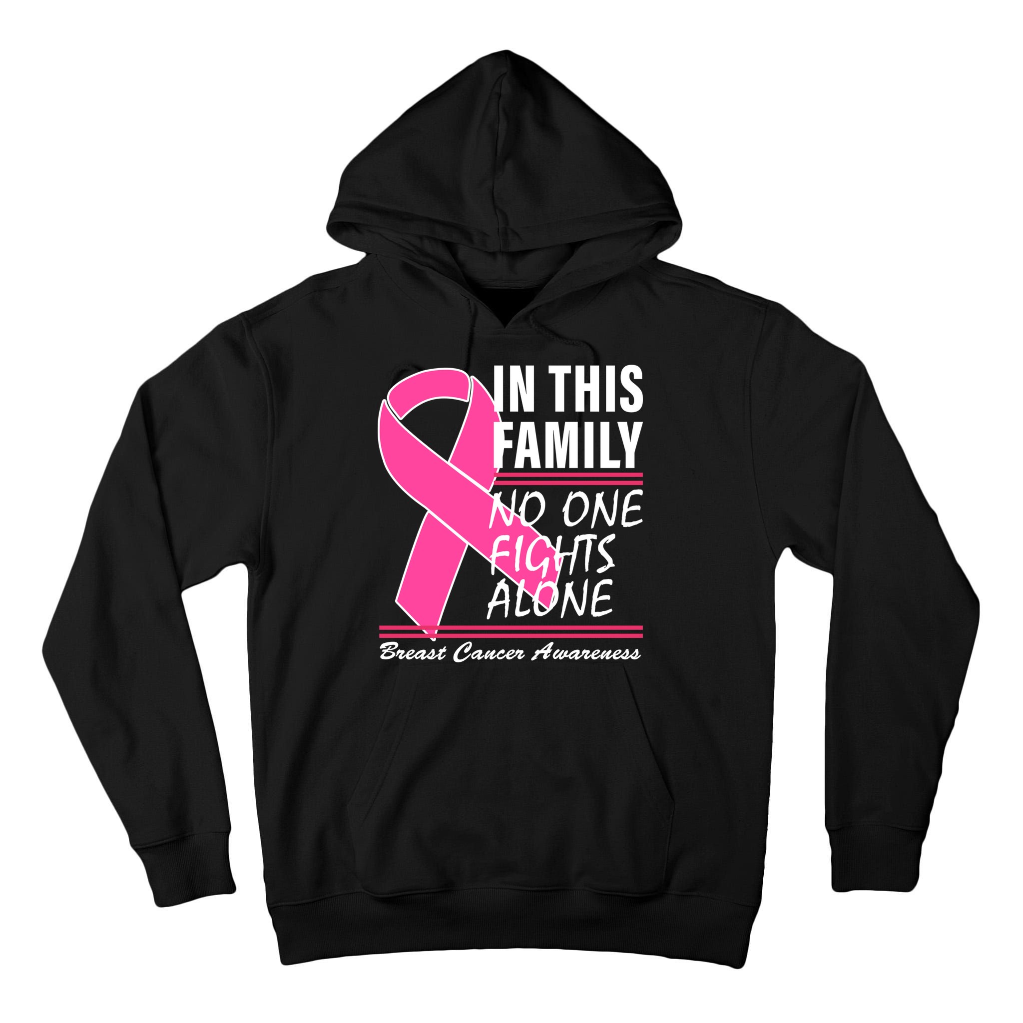 No One Fights Alone Breast Cancer Awareness Ribbon Tall Hoodie