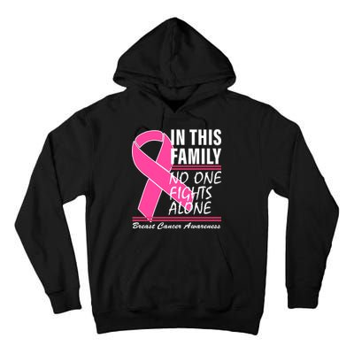 No One Fights Alone Breast Cancer Awareness Ribbon Tall Hoodie