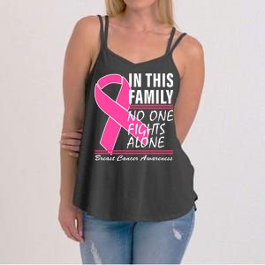 No One Fights Alone Breast Cancer Awareness Ribbon Women's Strappy Tank