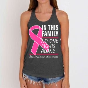 No One Fights Alone Breast Cancer Awareness Ribbon Women's Knotted Racerback Tank