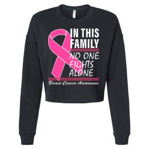 No One Fights Alone Breast Cancer Awareness Ribbon Cropped Pullover Crew