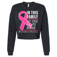 No One Fights Alone Breast Cancer Awareness Ribbon Cropped Pullover Crew