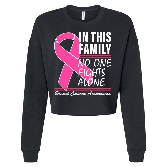 No One Fights Alone Breast Cancer Awareness Ribbon Cropped Pullover Crew