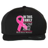 No One Fights Alone Breast Cancer Awareness Ribbon Wool Snapback Cap