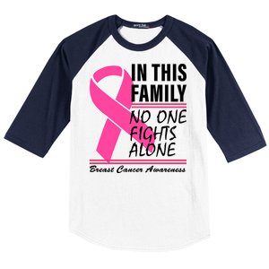 No One Fights Alone Breast Cancer Awareness Ribbon Baseball Sleeve Shirt