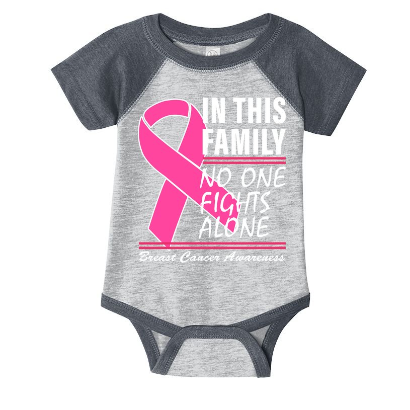 No One Fights Alone Breast Cancer Awareness Ribbon Infant Baby Jersey Bodysuit