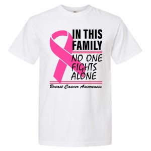 No One Fights Alone Breast Cancer Awareness Ribbon Garment-Dyed Heavyweight T-Shirt