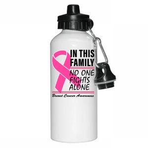 No One Fights Alone Breast Cancer Awareness Ribbon Aluminum Water Bottle 