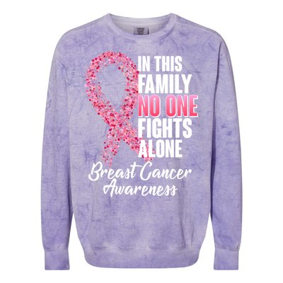 No One Fights Alone Breast Cancer Ribbon Colorblast Crewneck Sweatshirt