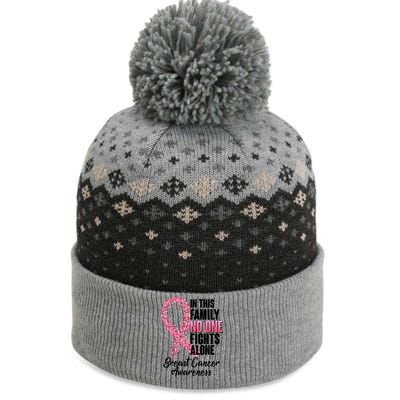 No One Fights Alone Breast Cancer Ribbon The Baniff Cuffed Pom Beanie